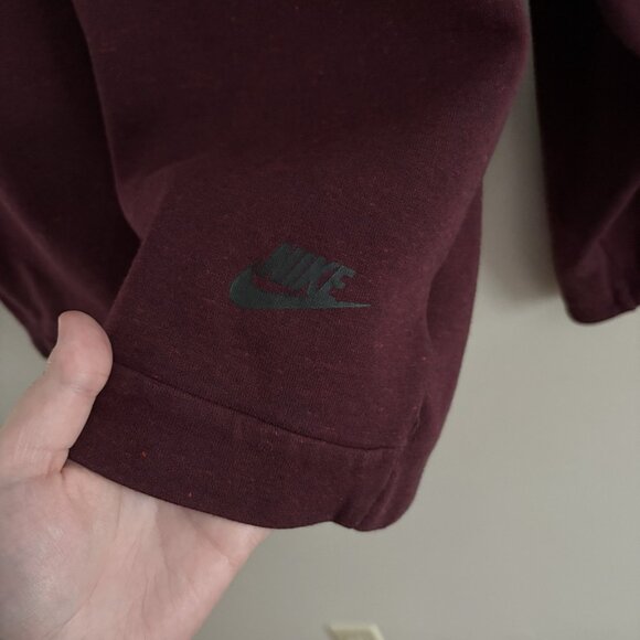 Nike Men Size L Burgundy Side Zip Sportswear Tech Fleece Funnel Neck Hoodie - Picture 4 of 13